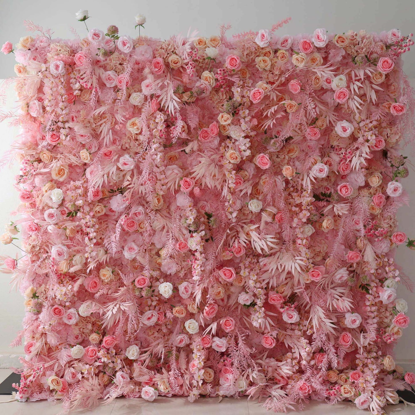 Roll Up Fabric Artificial Flower Wall Wedding Backdrop, Floral Party Decor, Event Photography-VF-305