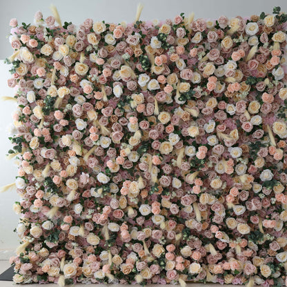 Roll Up Fabric Artificial Flower Wall Wedding Backdrop, Floral Party Decor, Event Photography-VF-302