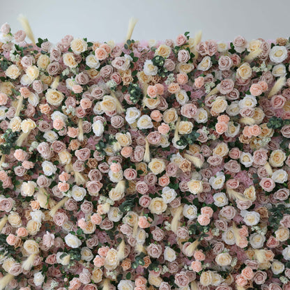 Roll Up Fabric Artificial Flower Wall Wedding Backdrop, Floral Party Decor, Event Photography-VF-302