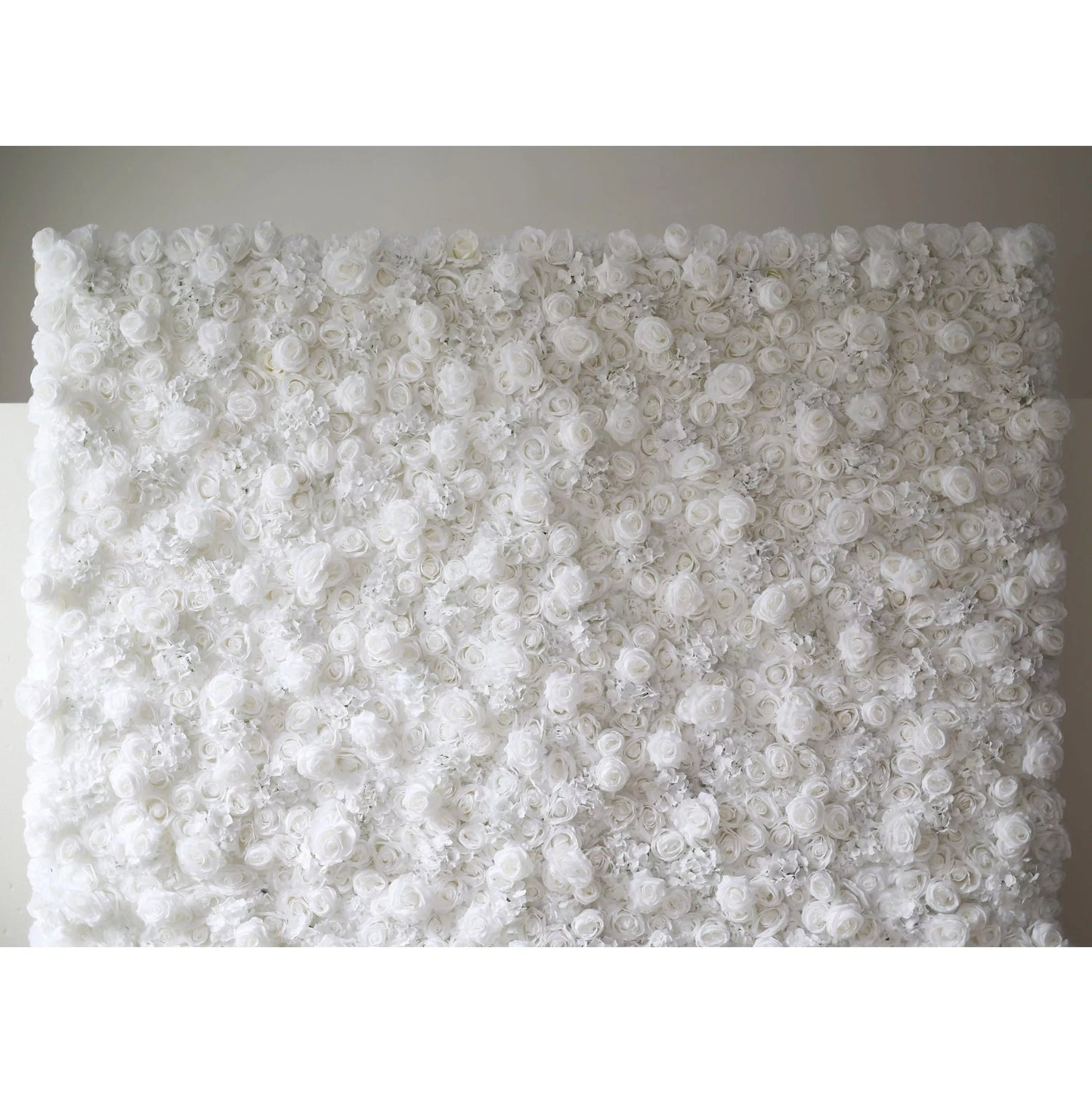 Roll Up Fabric Artificial Pure White Flower Wall Wedding Backdrop, Floral Party Decor, Event Photography-VF-051-