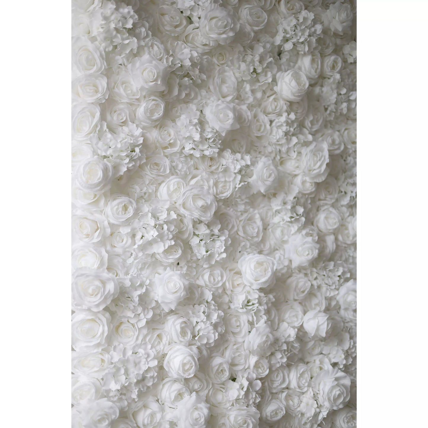 Roll Up Fabric Artificial Pure White Flower Wall Wedding Backdrop, Floral Party Decor, Event Photography-VF-051-