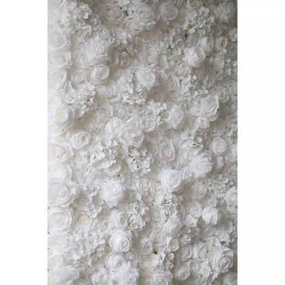 Roll Up Fabric Artificial Pure White Flower Wall Wedding Backdrop, Floral Party Decor, Event Photography-VF-051-