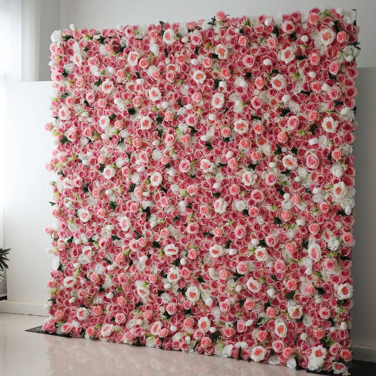 Presents: The Timeless Artificial Fabric Flower Wall – A Radiant Display of Rosy Elegance-VF-207