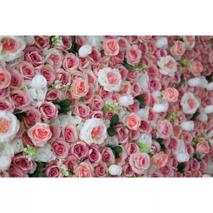 Presents: The Timeless Artificial Fabric Flower Wall – A Radiant Display of Rosy Elegance-VF-207