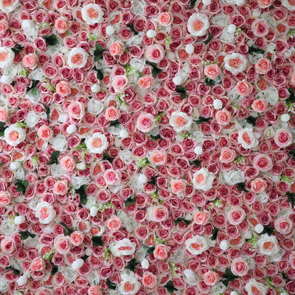 Presents: The Timeless Artificial Fabric Flower Wall – A Radiant Display of Rosy Elegance-VF-207