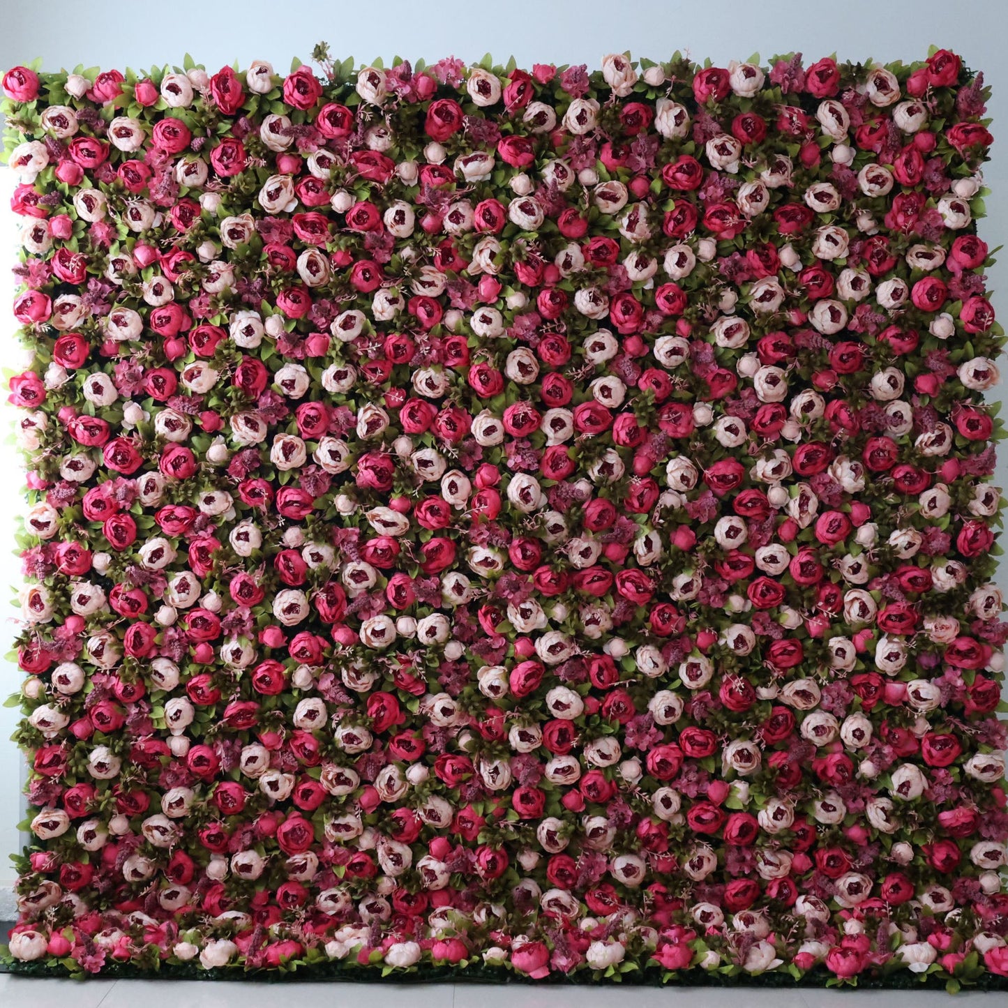 Roll Up Fabric Artificial Flower Wall Wedding Backdrop, Floral Party Decor, Event Photography-VF-334