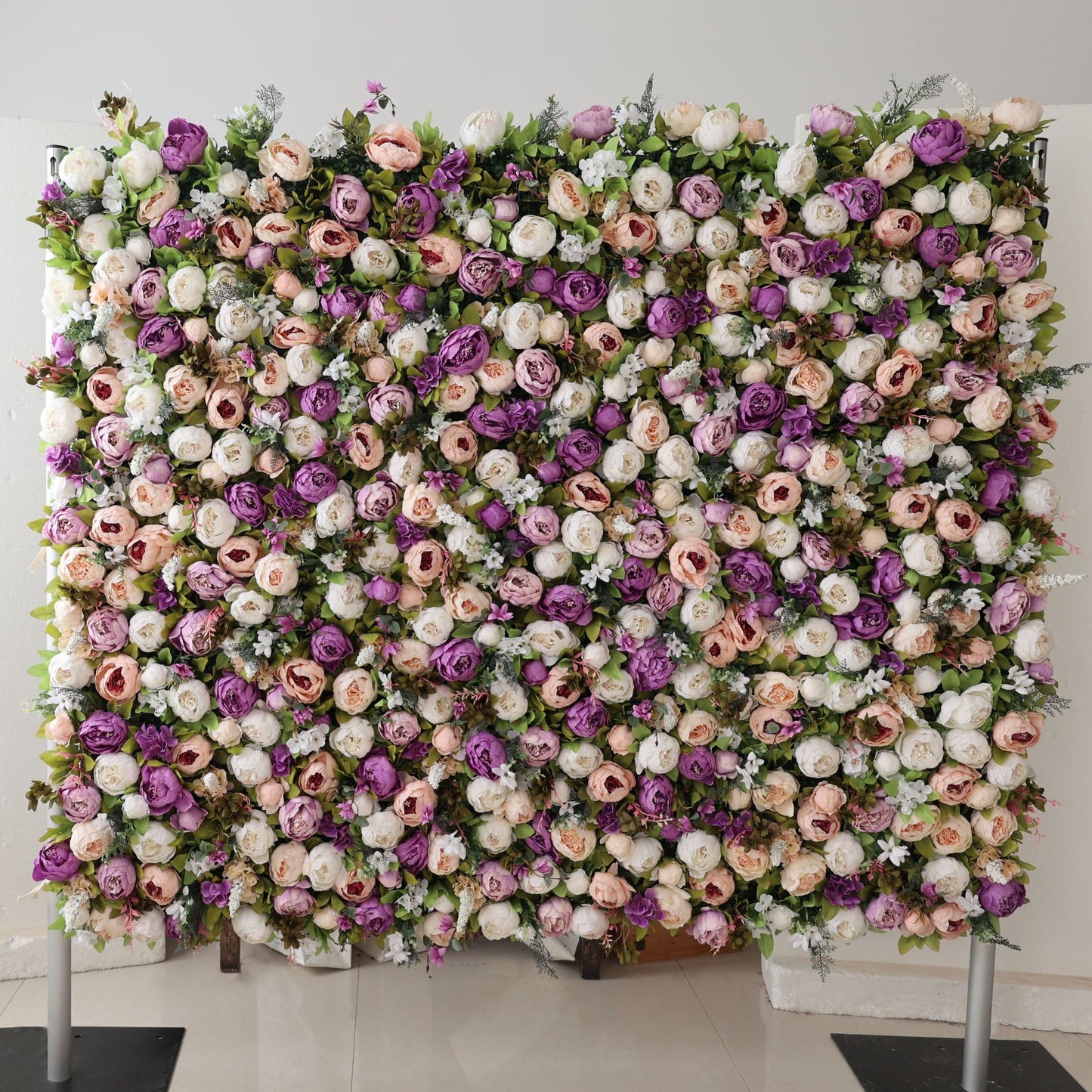 Roll Up Fabric Artificial Flower Wall Wedding Backdrop, Floral Party Decor, Event Photography-VF-307