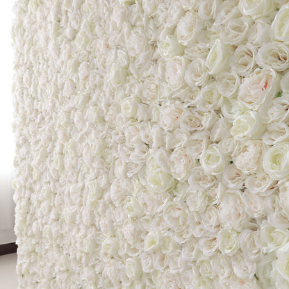 Roll Up Fabric Artificial Flower Wall Wedding Backdrop, Floral Party Decor, Event Photography-VF-306