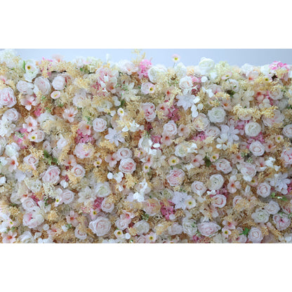 Roll Up Fabric Artificial Flower Wall Wedding Backdrop, Floral Party Decor, Event Photography-VF-331