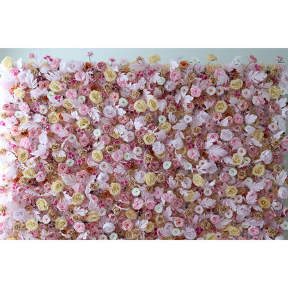 Roll Up Fabric Artificial Flower Wall Wedding Backdrop, Floral Party Decor, Event Photography-VF-330