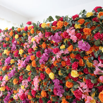 Roll Up Fabric Artificial Flower Wall Wedding Backdrop, Floral Party Decor, Event Photography-VF-308