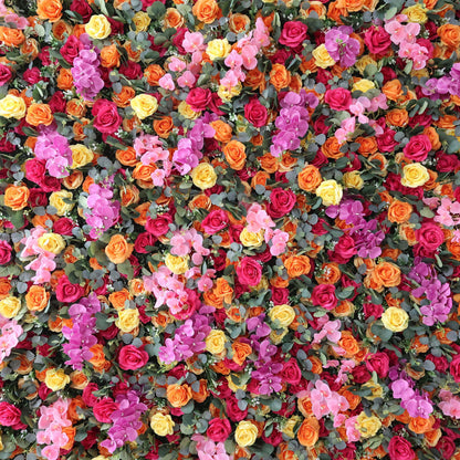 Roll Up Fabric Artificial Flower Wall Wedding Backdrop, Floral Party Decor, Event Photography-VF-308