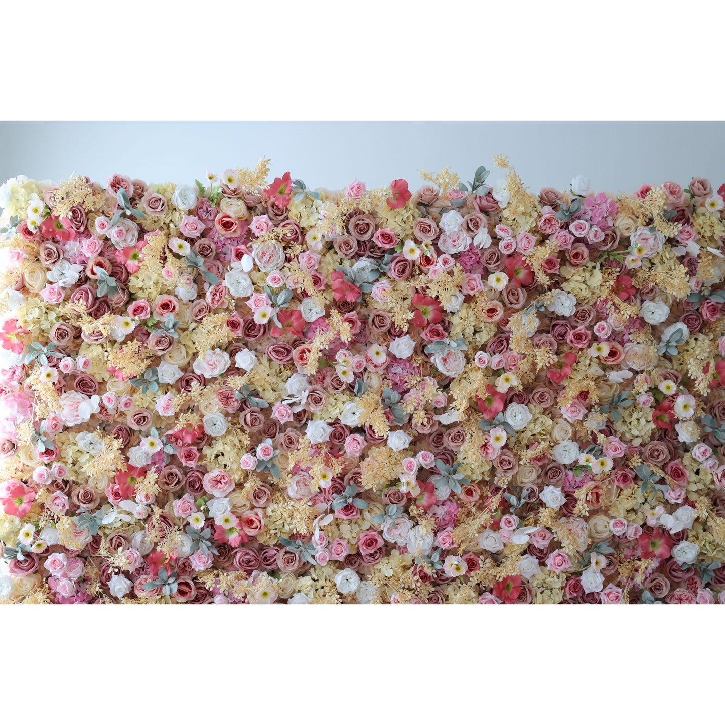 Roll Up Fabric Artificial Flower Wall Wedding Backdrop, Floral Party Decor, Event Photography-VF-329