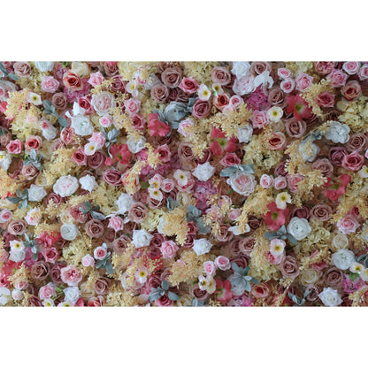 Roll Up Fabric Artificial Flower Wall Wedding Backdrop, Floral Party Decor, Event Photography-VF-329