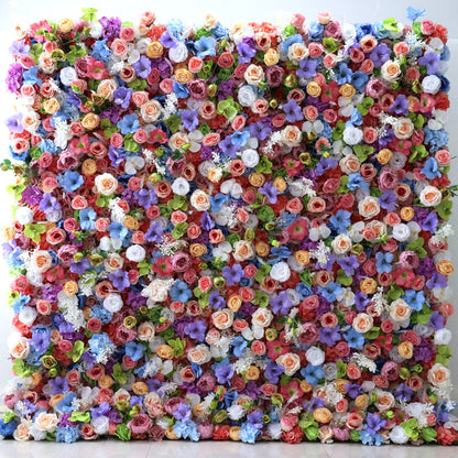 Roll Up Fabric Artificial Flower Wall Wedding Backdrop, Floral Party Decor, Event Photography-VF-328