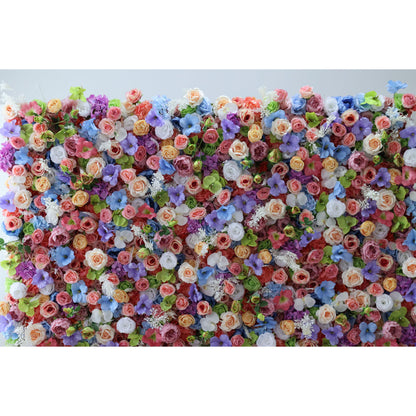 Roll Up Fabric Artificial Flower Wall Wedding Backdrop, Floral Party Decor, Event Photography-VF-328