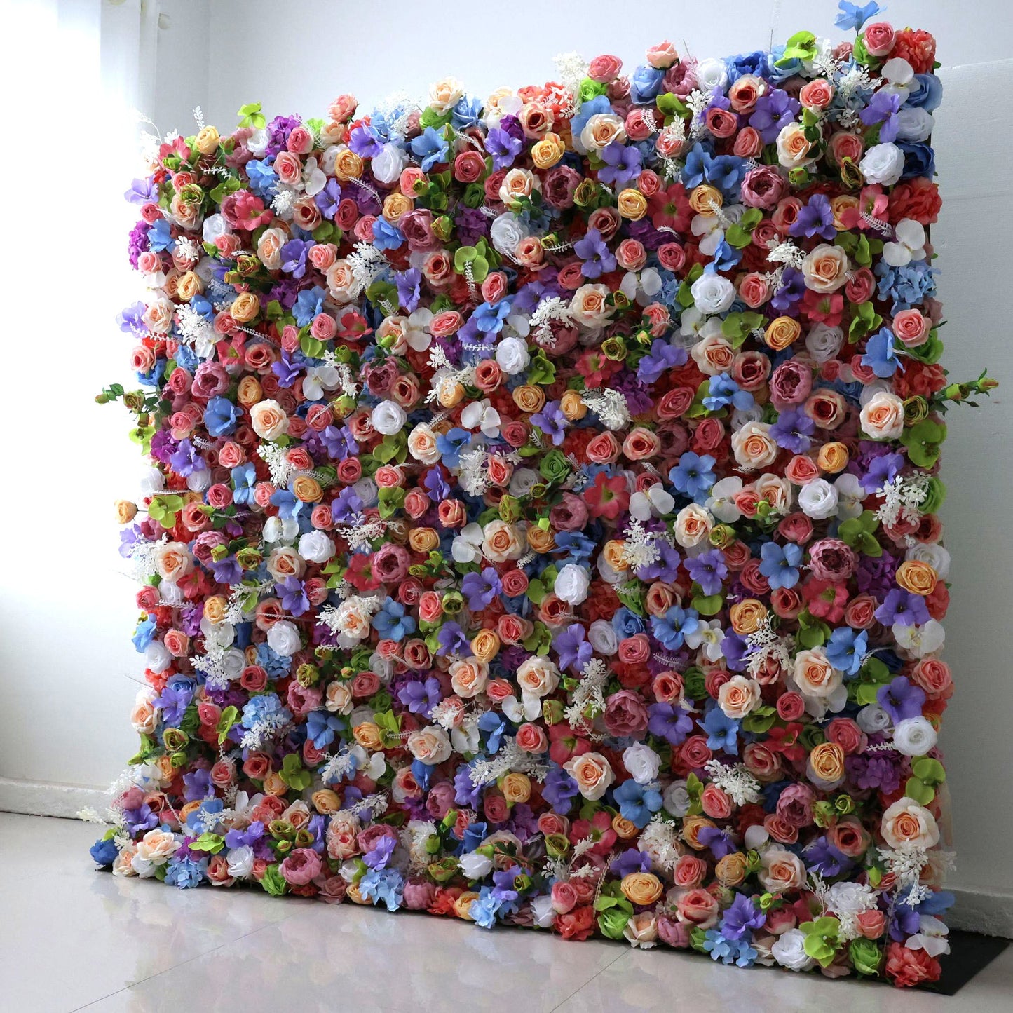 Roll Up Fabric Artificial Flower Wall Wedding Backdrop, Floral Party Decor, Event Photography-VF-328