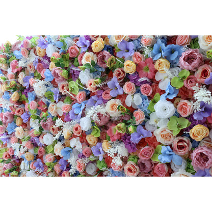 Roll Up Fabric Artificial Flower Wall Wedding Backdrop, Floral Party Decor, Event Photography-VF-328