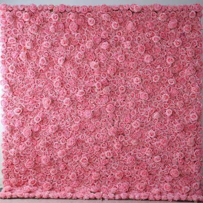 Roll Up Fabric Artificial Elegant Pink Floral Wall: The Quintessential Spa Decor for Tranquil Ambience-VF-217