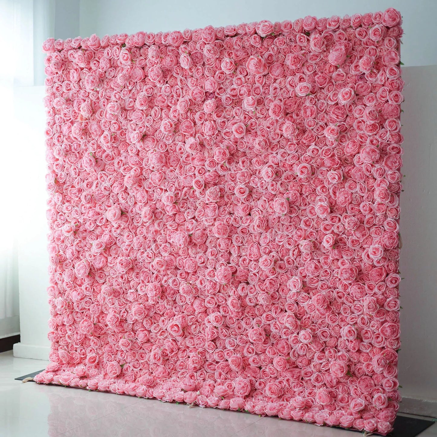 Roll Up Fabric Artificial Elegant Pink Floral Wall: The Quintessential Spa Decor for Tranquil Ambience-VF-217