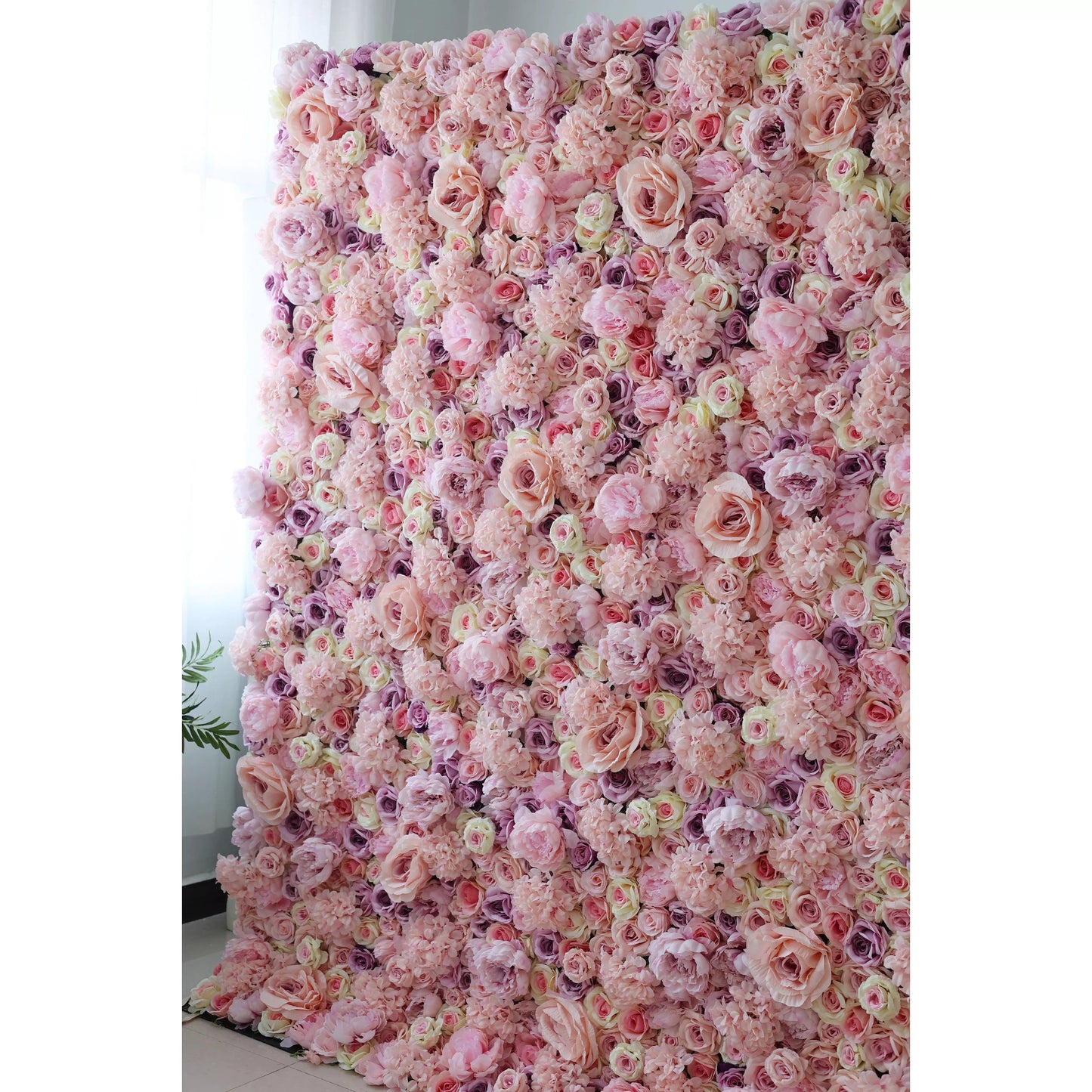 Roll Up Fabric Artificial Pink Rose Red Purple Light Yellow Flower Wall Wedding Backdrop, Floral Party Decor, Event Photography-VF-048