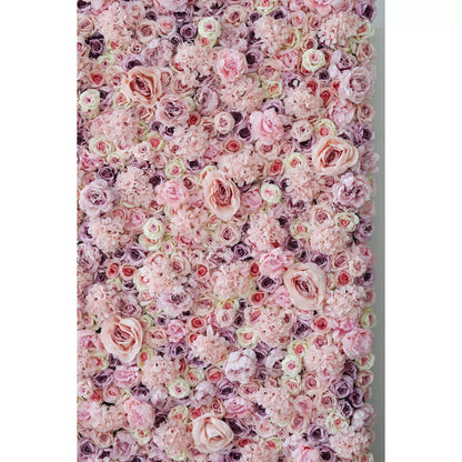 Roll Up Fabric Artificial Pink Rose Red Purple Light Yellow Flower Wall Wedding Backdrop, Floral Party Decor, Event Photography-VF-048