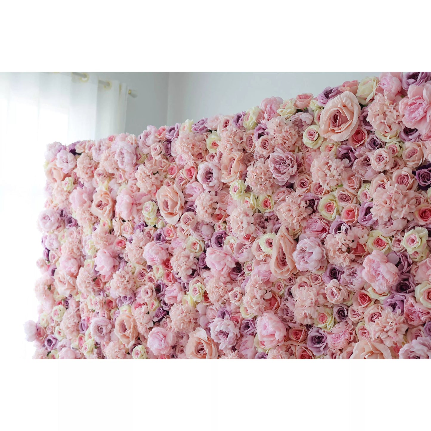 Roll Up Fabric Artificial Pink Rose Red Purple Light Yellow Flower Wall Wedding Backdrop, Floral Party Decor, Event Photography-VF-048