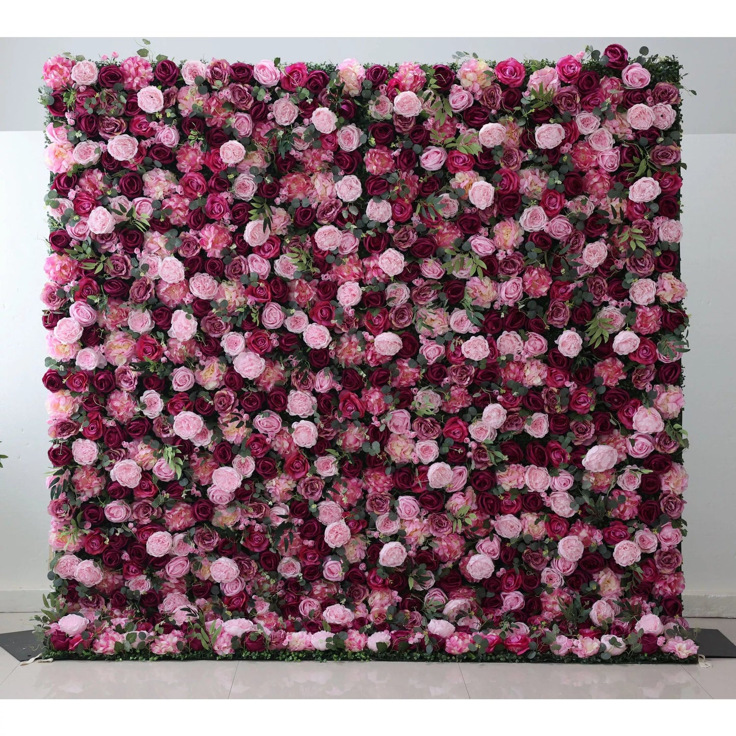 Roll Up Fabric Artificial Mixed Wine Berry and Wisteria Purple Bouquet Flower Wall Wedding Backdrop, Floral Party Decor, Event Photography-VF-068