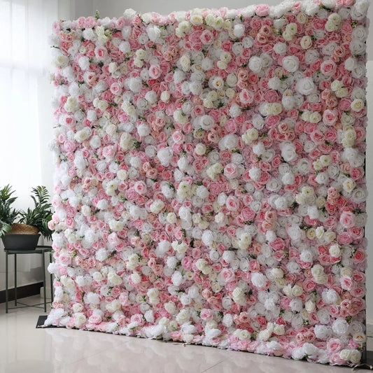 Flowers Artificial Rose Wall Backdrop: Whispering Petals - The Serene Sonnet Collection-VF-260-1