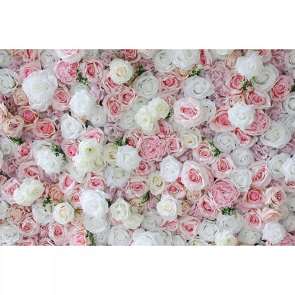 Flowers Artificial Rose Wall Backdrop: Whispering Petals - The Serene Sonnet Collection-VF-260-1