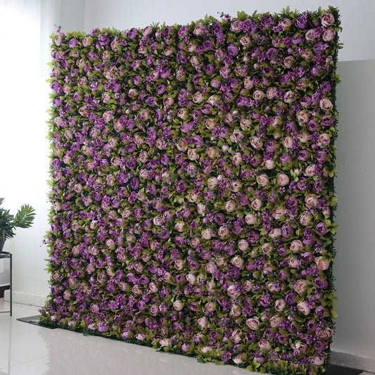 Roll Up Fabric Artificial Flower Wall Wedding Backdrop, Floral Party Decor, Event Photography-VF-098