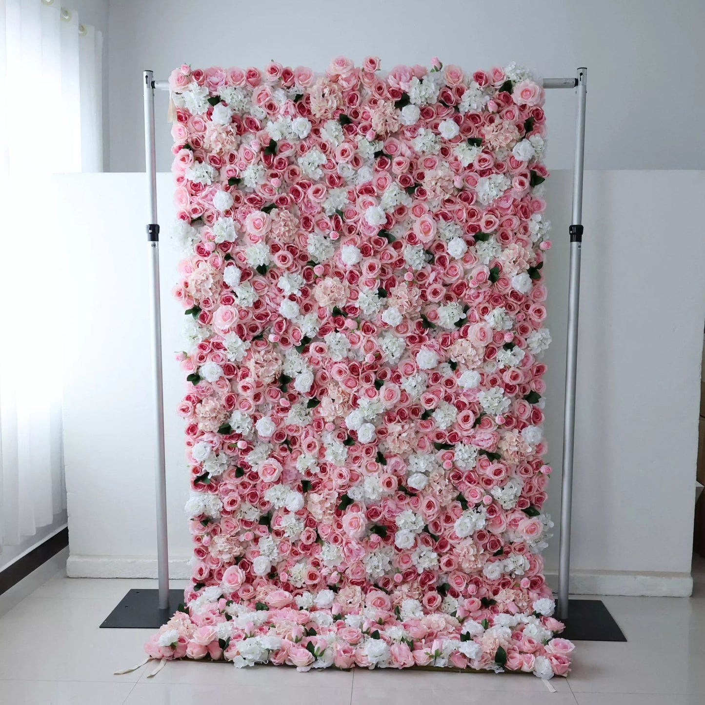 Roll Up Fabric Artificial Flower Wall Wedding Backdrop, Floral Party Decor, Event Photography-VF-312