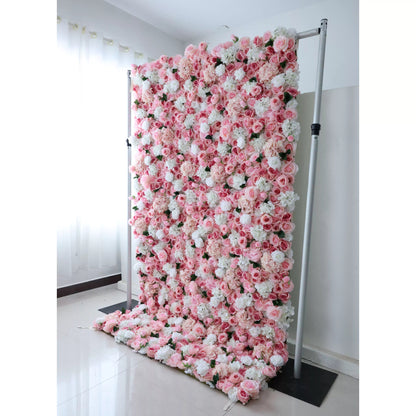 Roll Up Fabric Artificial Flower Wall Wedding Backdrop, Floral Party Decor, Event Photography-VF-312