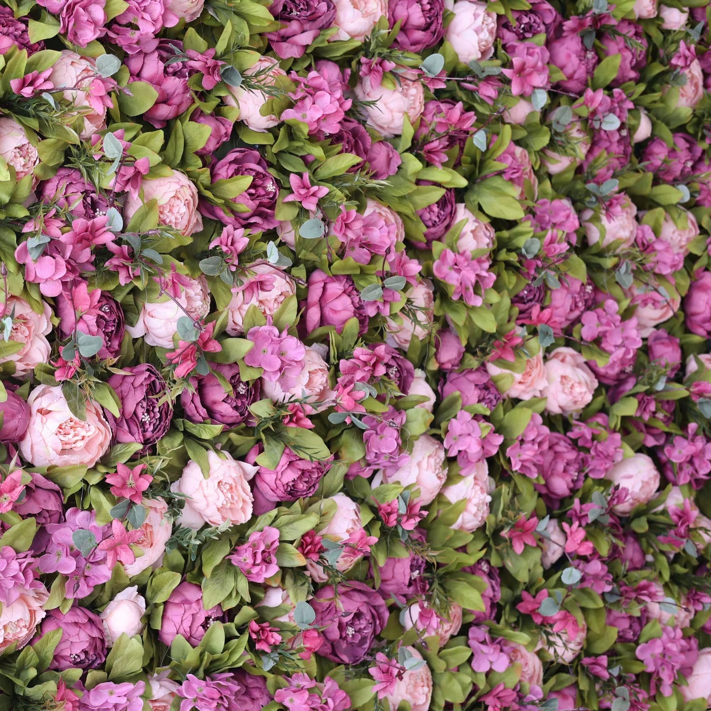 Roll Up Fabric Artificial Turkish Rose and Light Orchid Color With Pale Olive Green Leaves Flower Wall Wedding Backdrop, Floral Party Decor, Event Photography-VF-001