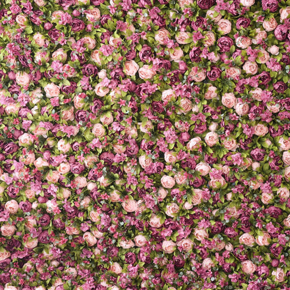 Roll Up Fabric Artificial Turkish Rose and Light Orchid Color With Pale Olive Green Leaves Flower Wall Wedding Backdrop, Floral Party Decor, Event Photography-VF-001