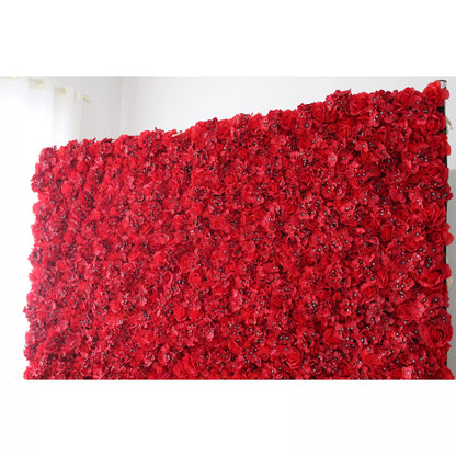 Roll Up Artificial Flower Wall Backdrop: Radiant Red Rhapsody - From Passionate Gatherings to Intimate Affairs-VF-232