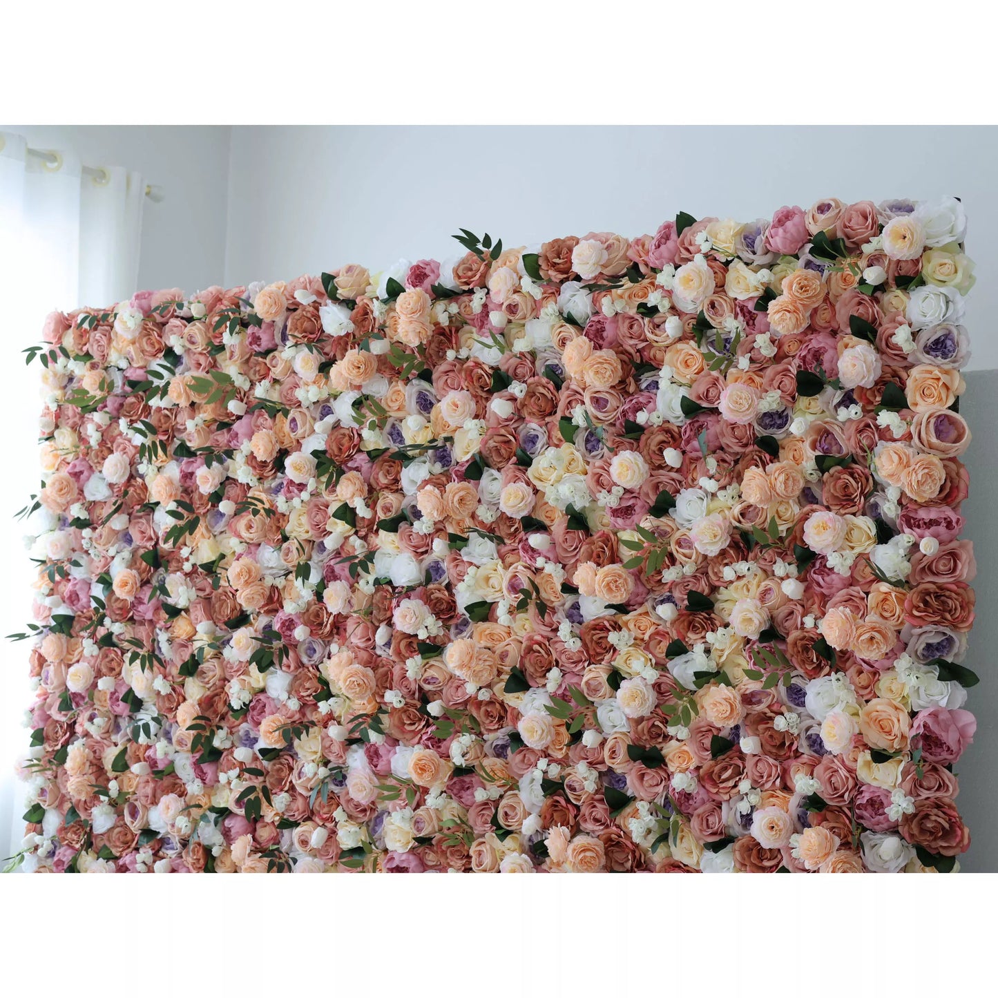 Roll Up Fabric Artificial Mixed of Petite Orchid, Grape, Desert Sand, Dark Sienna Flowers Carpet Flower Wall Wedding Backdrop, Floral Party Decor, Event Photography-VF-023