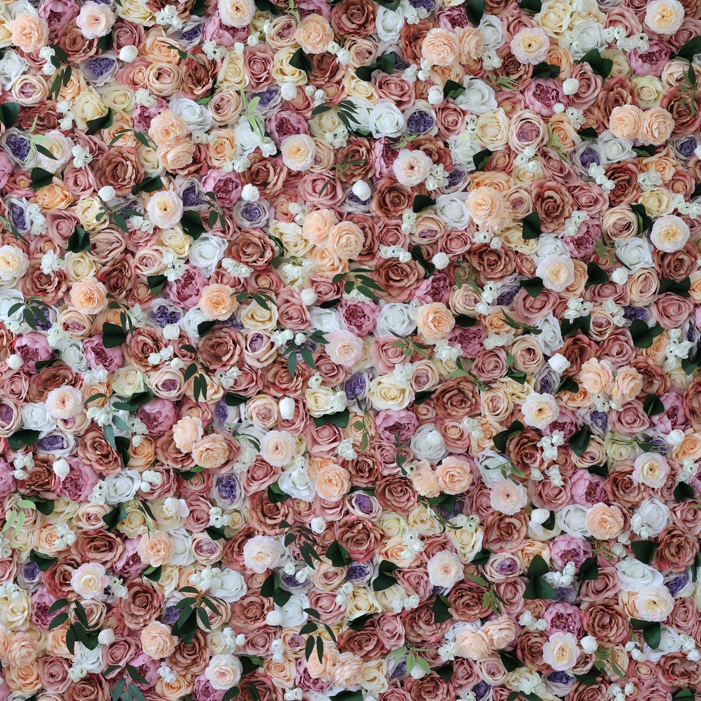 Roll Up Fabric Artificial Mixed of Petite Orchid, Grape, Desert Sand, Dark Sienna Flowers Carpet Flower Wall Wedding Backdrop, Floral Party Decor, Event Photography-VF-023