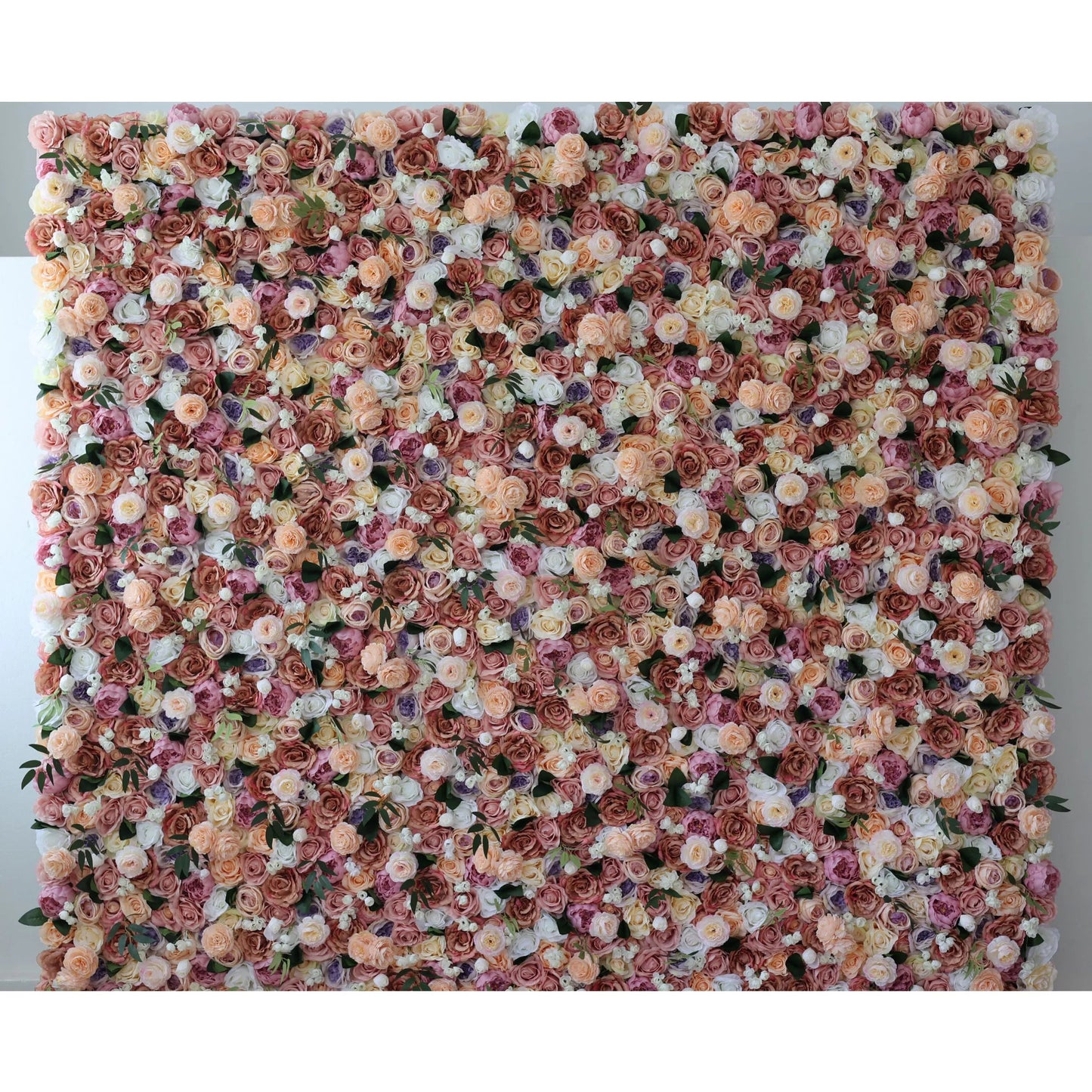 Roll Up Fabric Artificial Mixed of Petite Orchid, Grape, Desert Sand, Dark Sienna Flowers Carpet Flower Wall Wedding Backdrop, Floral Party Decor, Event Photography-VF-023