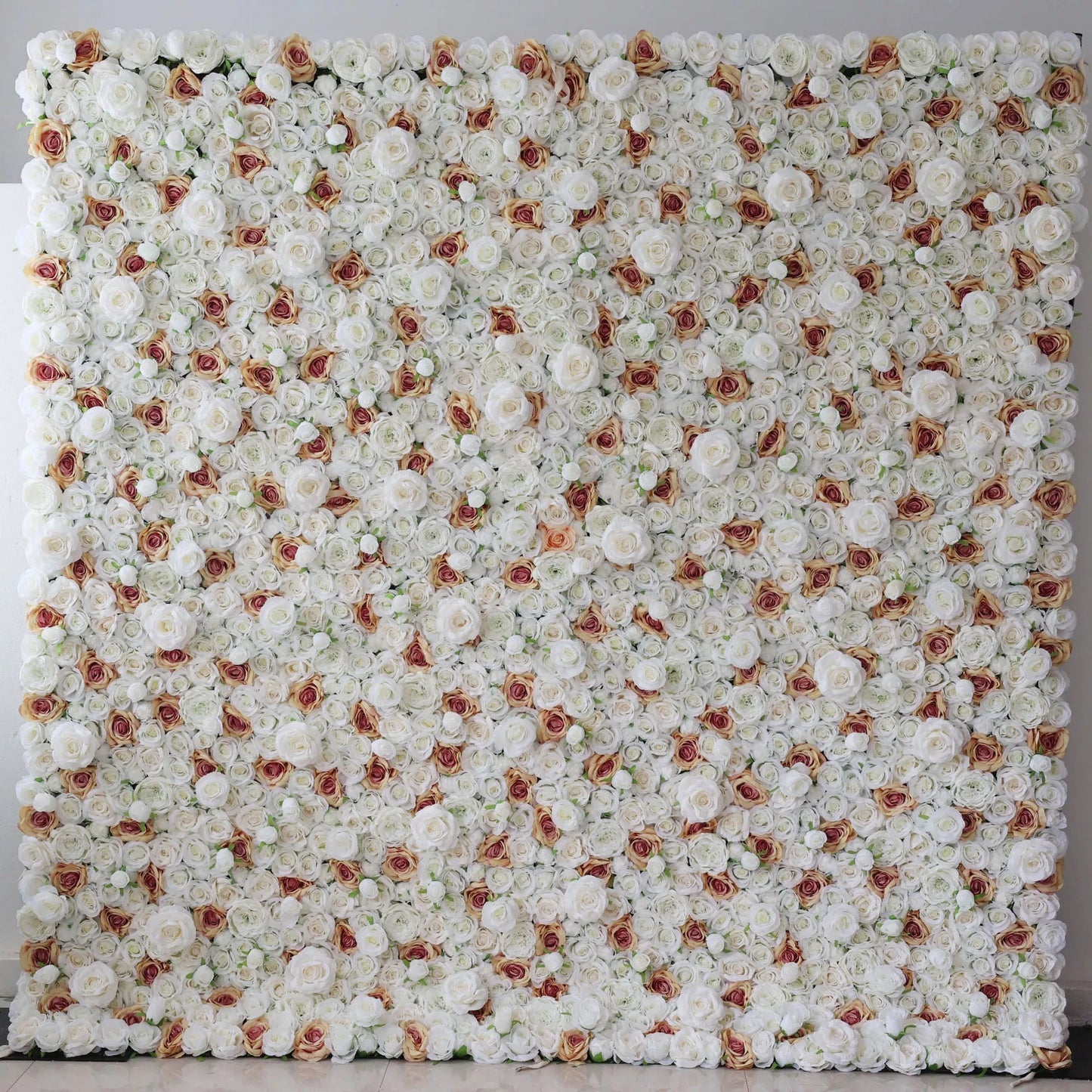 Unveils: Elysian Meadows – A Majestic Blend of White & Light Peach Fabric Roses – Quintessential Floral Wall for Weddings, Celebrations & Sophisticated Interior Settings-VF-218