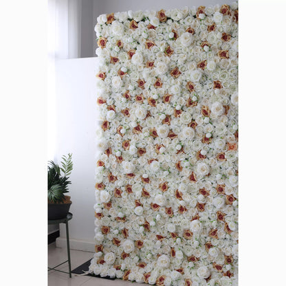 Unveils: Elysian Meadows – A Majestic Blend of White & Light Peach Fabric Roses – Quintessential Floral Wall for Weddings, Celebrations & Sophisticated Interior Settings-VF-218