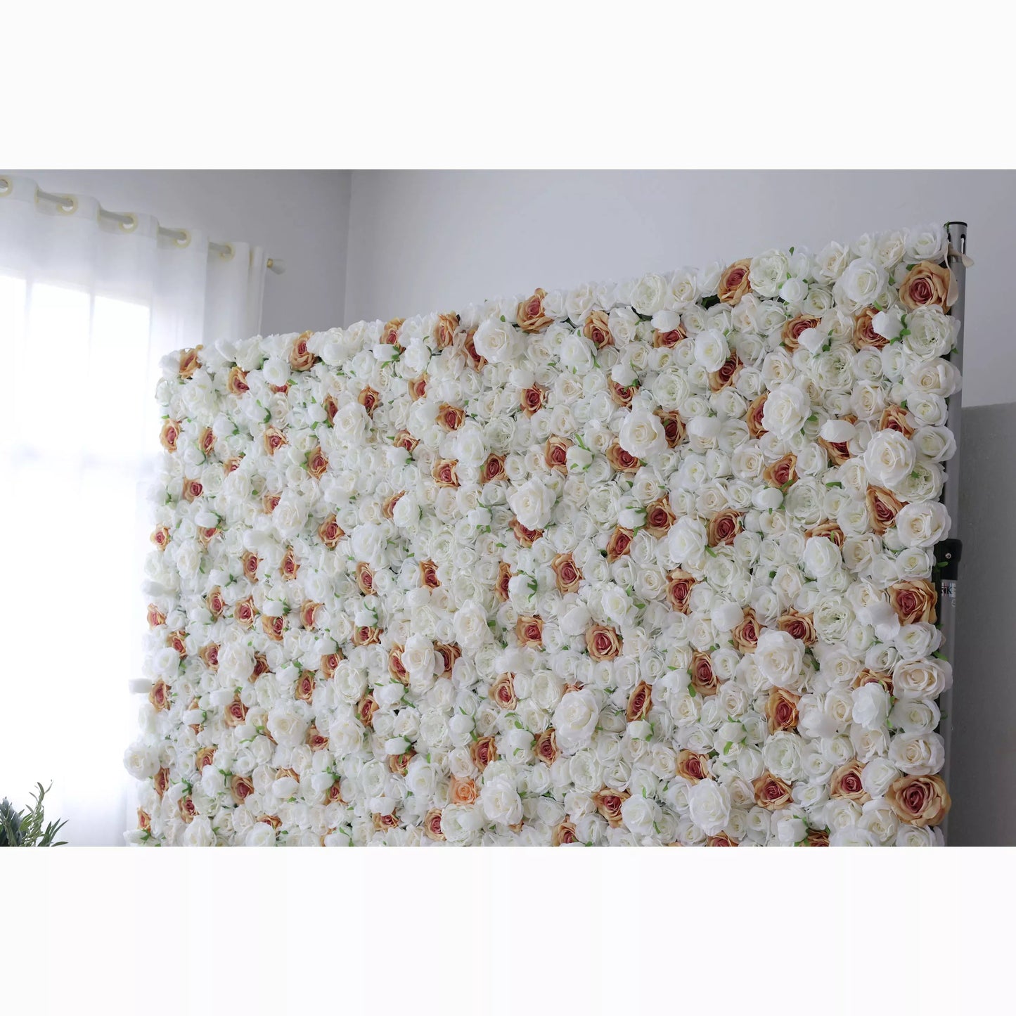 Unveils: Elysian Meadows – A Majestic Blend of White & Light Peach Fabric Roses – Quintessential Floral Wall for Weddings, Celebrations & Sophisticated Interior Settings-VF-218