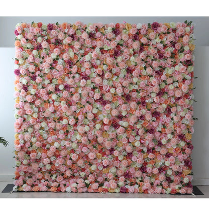 Roll Up Artificial Flower Wall Backdrop Garden of Dreams: Pastel Rose Symphony - From Radiant Celebrations to Zen Retreats-VF-228