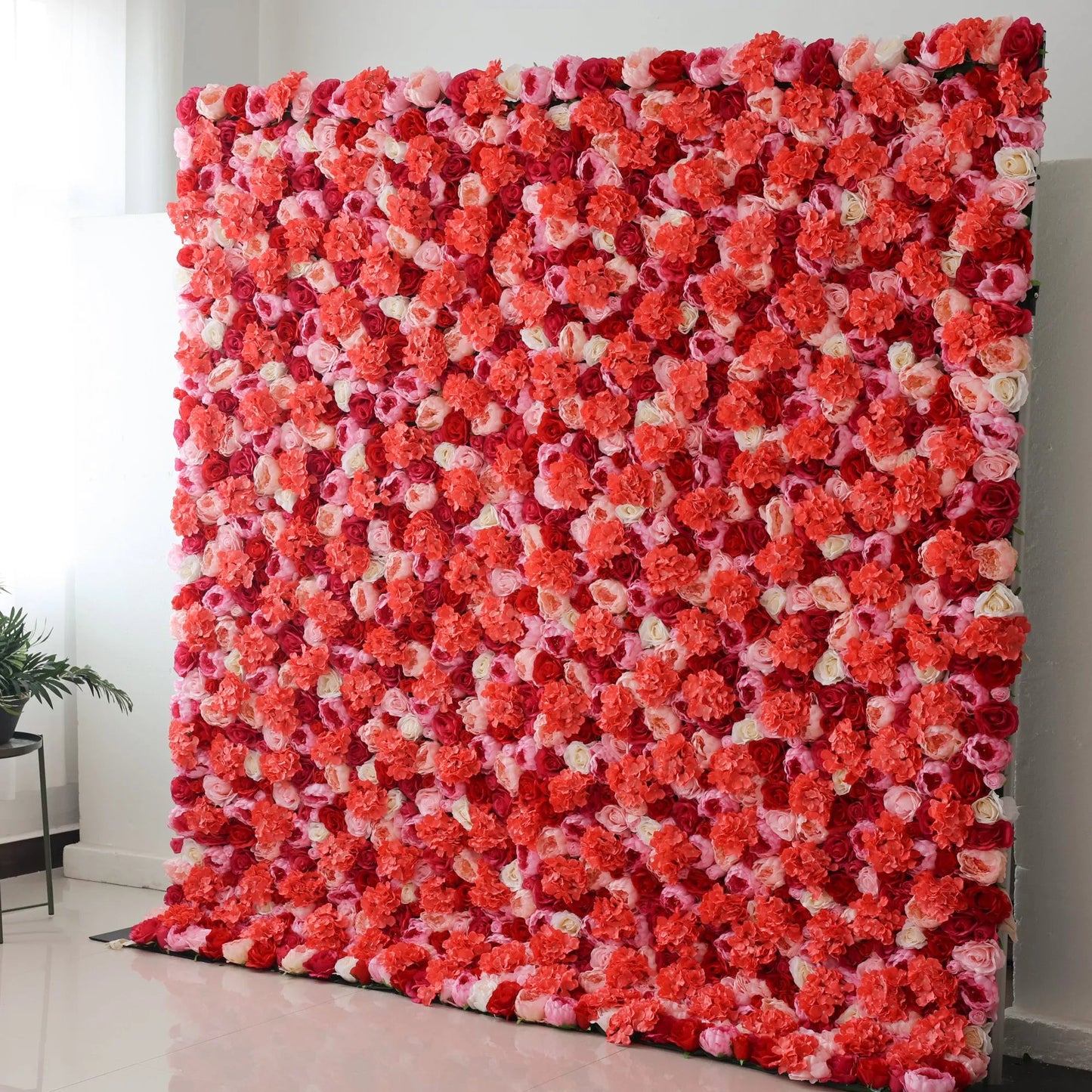 Showcases: Crimson Cascade – A Vibrant Symphony of Rich Red & Subtle Pink Fabric Roses – The Quintessential Floral Canvas for Grand Ceremonies, Romantic Events & Deluxe Home Decor-VF-220