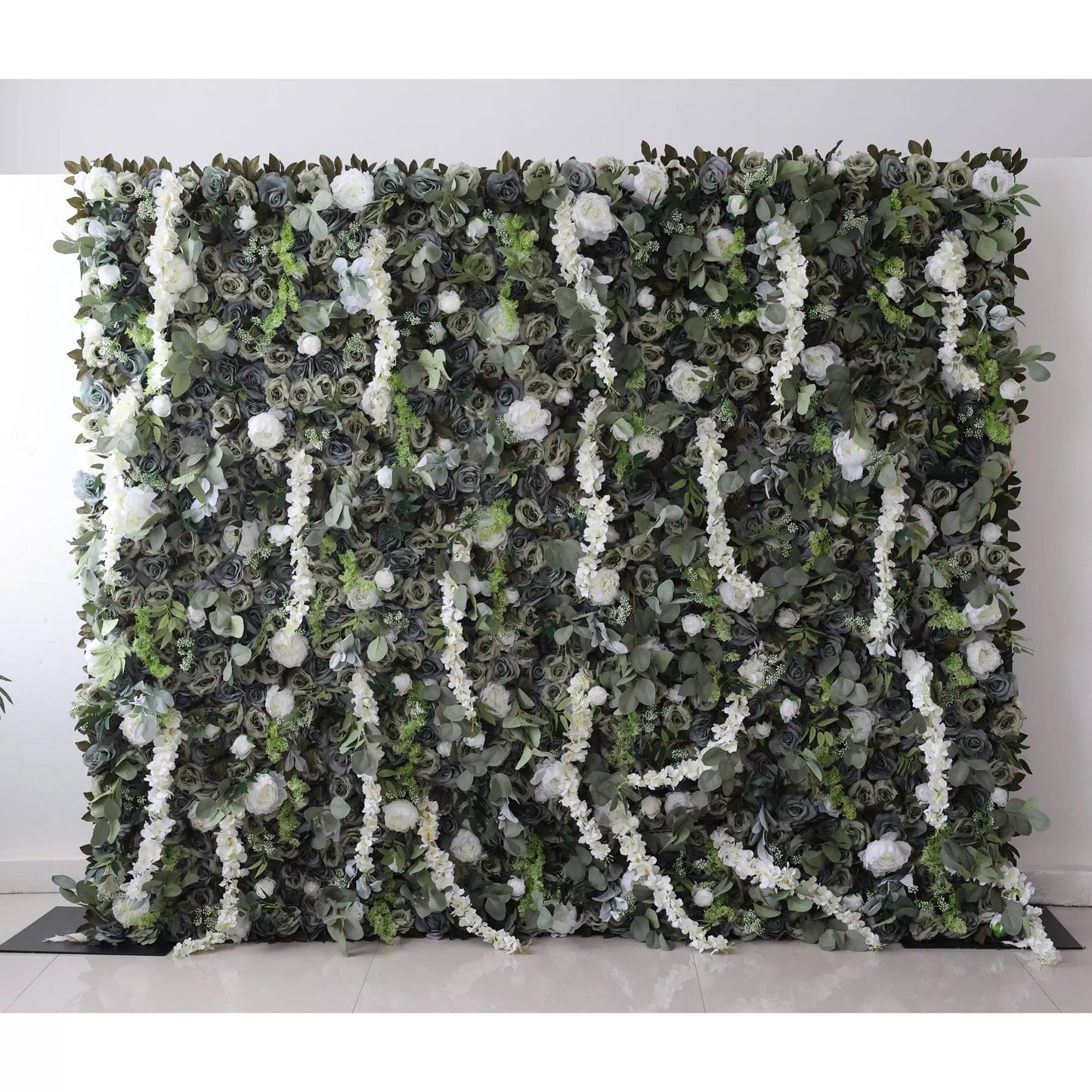 Introduces: Verdant Elysium – A Lush Blend of Green Foliage & Cascading White Blossoms – The Quintessential Nature-Inspired Wall for Garden Parties, Eco-Themed Events & Green Interiors-VF-222-2