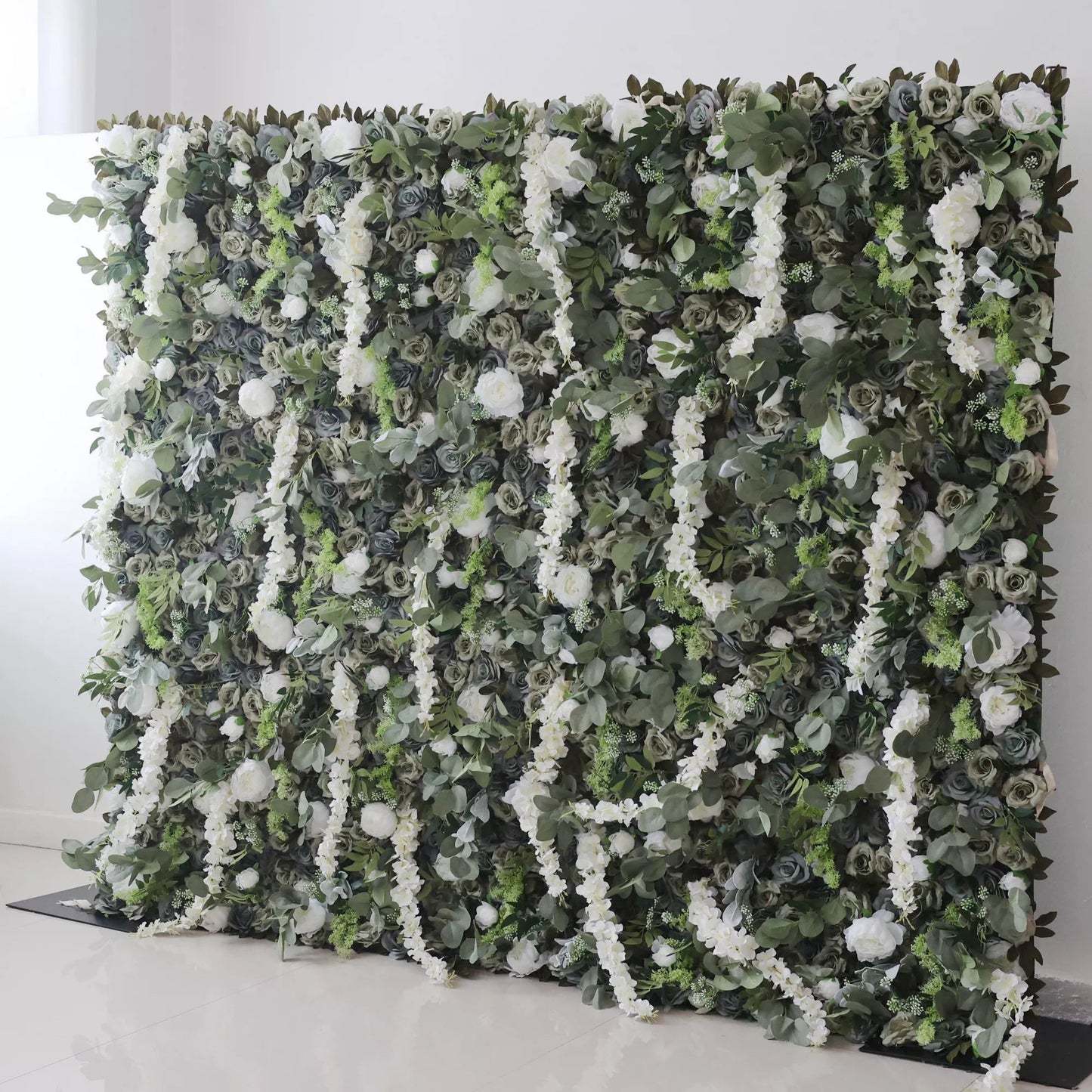 Introduces: Verdant Elysium – A Lush Blend of Green Foliage & Cascading White Blossoms – The Quintessential Nature-Inspired Wall for Garden Parties, Eco-Themed Events & Green Interiors-VF-222-2