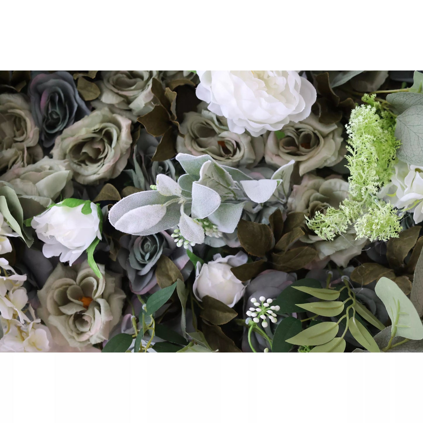 Introduces: Verdant Elysium – A Lush Blend of Green Foliage & Cascading White Blossoms – The Quintessential Nature-Inspired Wall for Garden Parties, Eco-Themed Events & Green Interiors-VF-222-2