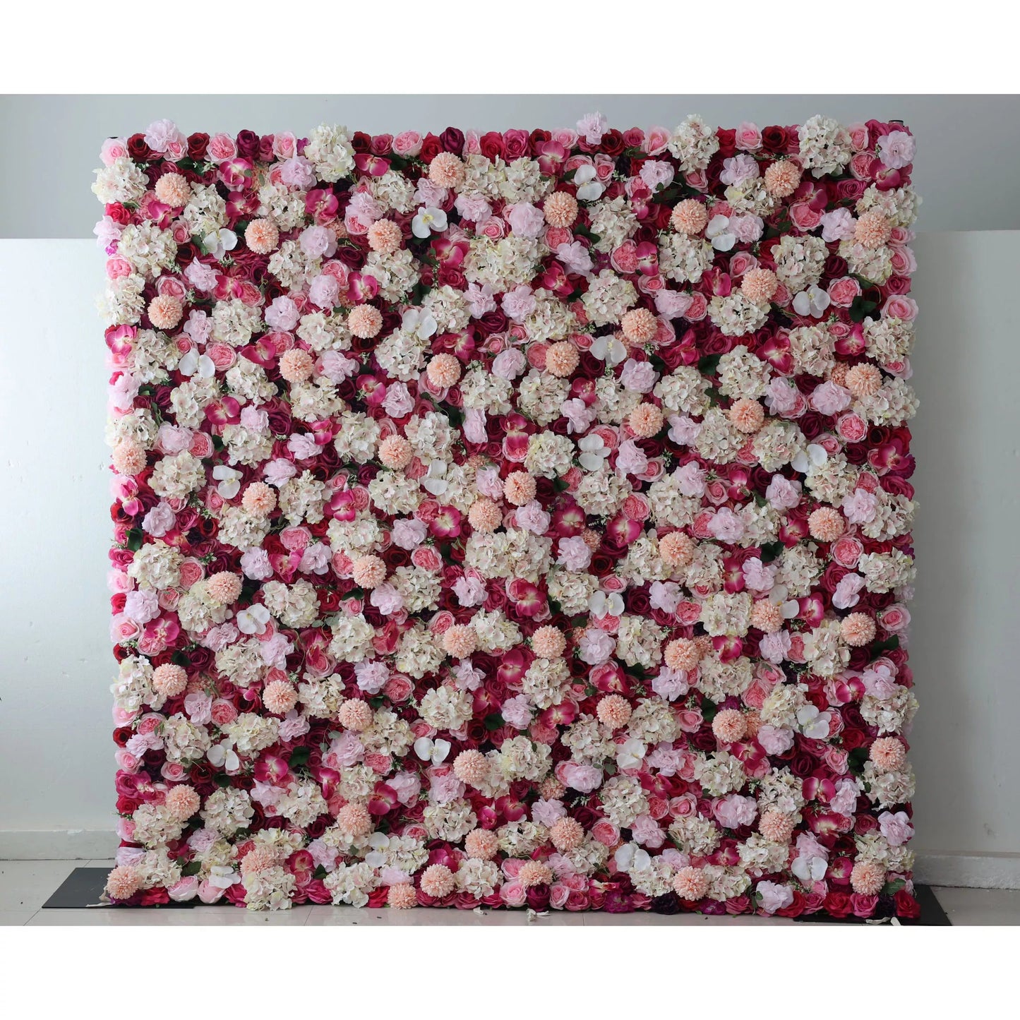 Roll Up Artificial Flower Wall Backdrop: Roseate Radiance - A Tapestry of Tenderness and Timeless Elegance-VF-233