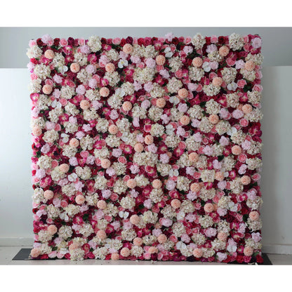 Roll Up Artificial Flower Wall Backdrop: Roseate Radiance - A Tapestry of Tenderness and Timeless Elegance-VF-233