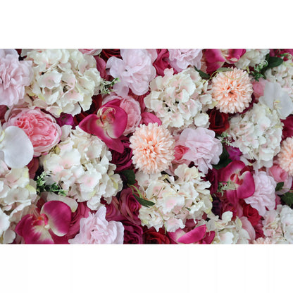 Roll Up Artificial Flower Wall Backdrop: Roseate Radiance - A Tapestry of Tenderness and Timeless Elegance-VF-233